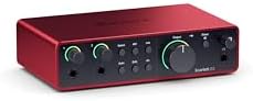 Focusrite Scarlett 2i2 4th Gen USB Audio Interface for Recording, Songwriting, Streaming and Podcasting — High-Fidelity, Studio Quality Recording, and All the Software You Need to Record