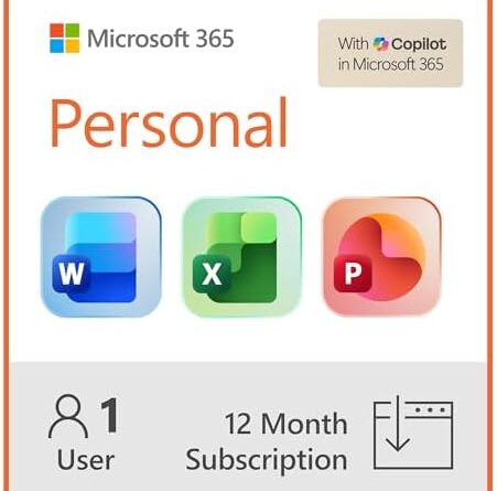 Microsoft 365 Personal | 12-Month Subscription | 1 Person | Premium Office Apps: Word, Excel, PowerPoint and more | 1TB Cloud Storage | Windows Laptop or MacBook Instant Download | Activation Required