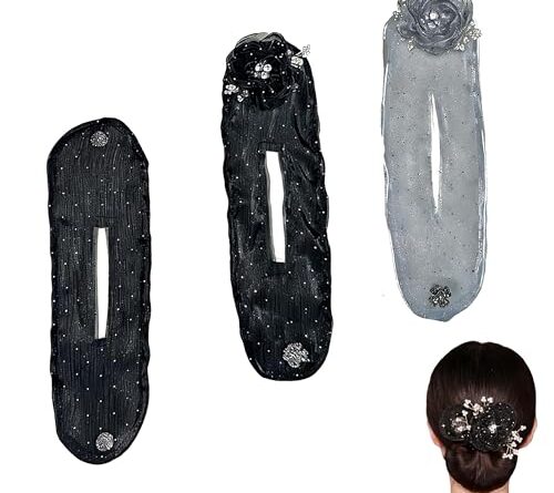 Flower Diamond Mesh Hair Disk, 2026 Upgraded Hair Accessories for Women Flower Bun Roller, Lace Flower Hair Disk for Women Girls (3 Pcs Set)