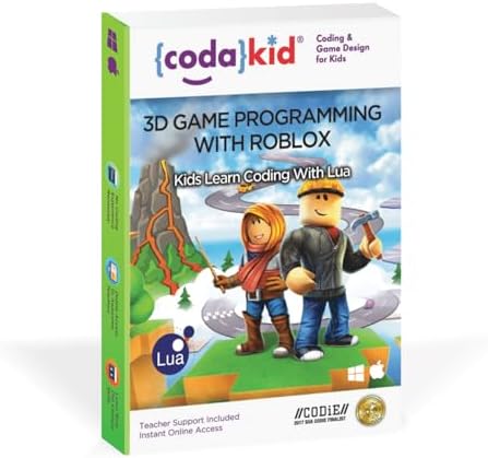 CodaKid Roblox Coding, Award-Winning, Coding for Kids, Ages 9+ with Online Mentoring Assistance, Learn Computer Programming and Code Fun Games with Lua and Video Game Programming Software (PC & Mac)