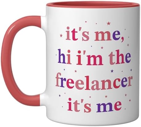 Freelancing Job ProfessionSelf-Employed Freelancer Ceramic Mug, Red/White