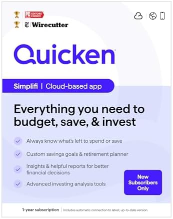 Quicken Simplifi Personal Finance Software for NEW Simplifi Subscribers | 1 Year Subscription| Cloud [Online Code]
