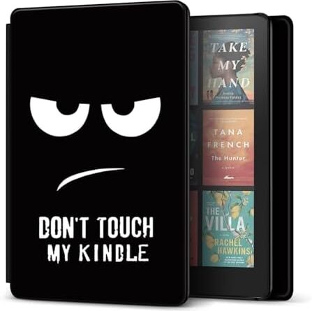 TNP Case for Kindle Paperwhite 12th Generation 2024 / Kindle Colorsoft Signature Edition – 7″ PU Leather Protective Folio Cover for Kindle Paperwhite Kids with Auto Sleep/Wake, Don’t Touch