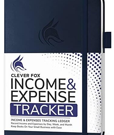 Clever Fox Income & Expense Tracker – Accounting & Bookkeeping Ledger Book for Small Business – 1-Year Record Notebook, A5 (Dark Blue)