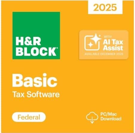 H&R Block Tax Software Basic 2025 Win/Mac [PC/Mac Online Code]