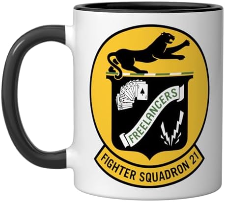 VF-21 Freelancers Fighter Squadron Two One Emblem Ceramic Mug, Black/White