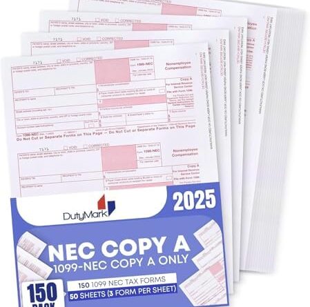 1099 NEC Copy A Income Forms, Federal Approved Lazer Tax Forms, Compatible with QuickBooks and Accounting Software, RED Copy A ONLY, 150 Pack (50 Sheets, 3 Forms Per Sheet)
