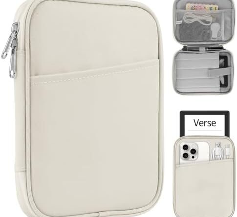 Universal Sleeve Bag for 6″,6.8″,7″ Kindle Paperwhite/Colorsoft 2024-2012 Compatible with 6″-6.8″ All-New Kindle/Kobo/Tolino/Sony,6″ EReader with Anti-Drop Protective Cover,White