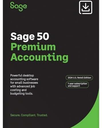 Sage 50 Premium Accounting 2024 U.S. 3-User 1-Year Subscription Small Business Accounting Software [PC Download]