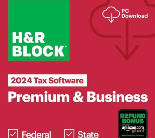(Old Version) H&R Block Tax Software Premium & Business 2024 Win with Refund Bonus Offer (Amazon Exclusive) [PC Online code]