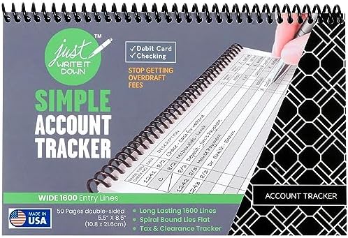 The Superior Register – Simple Account Tracker – Big Checkbook Register & Financial Ledger – Debit Card Register – Bank Register – 1 Pack, Black, Wide Edition